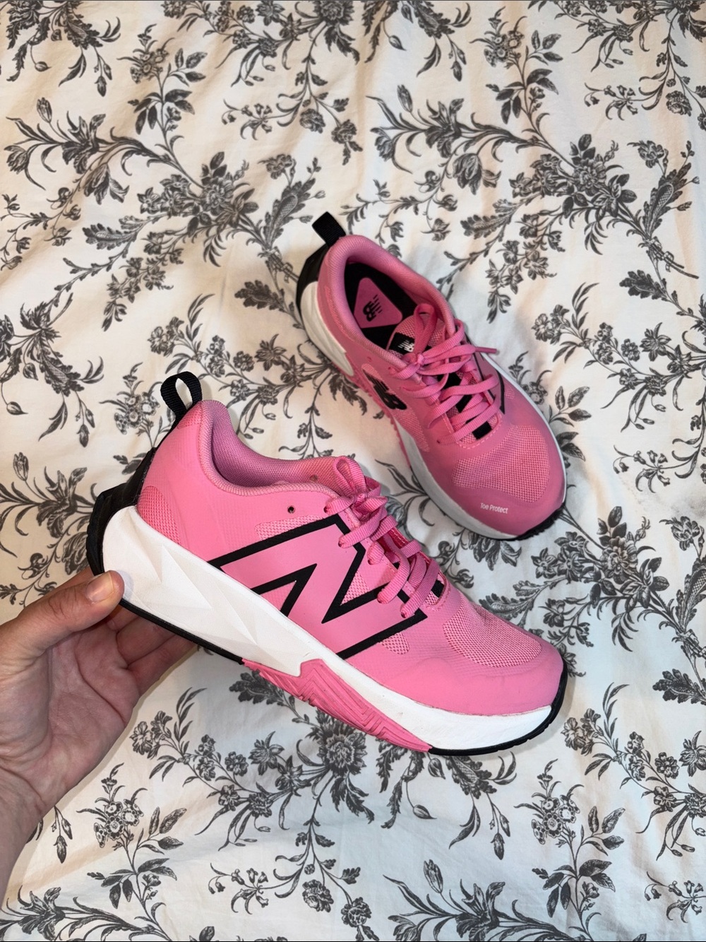 New Balance Pink Kids' Sneakers with Black Accents size 3.5